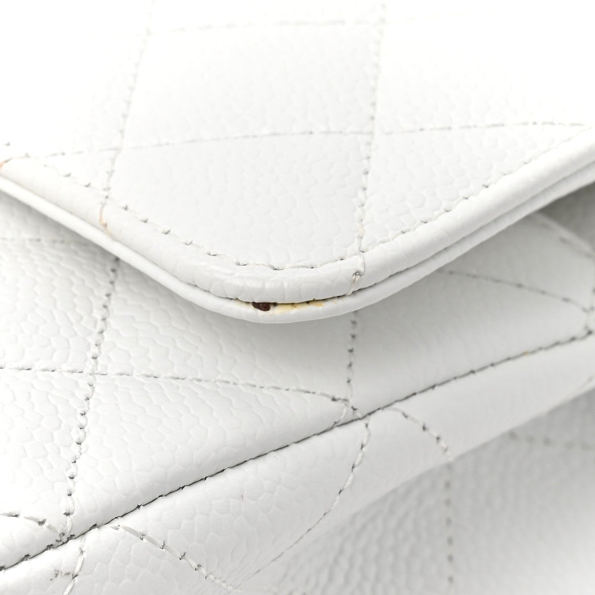 Caviar Quilted Medium Double Flap White