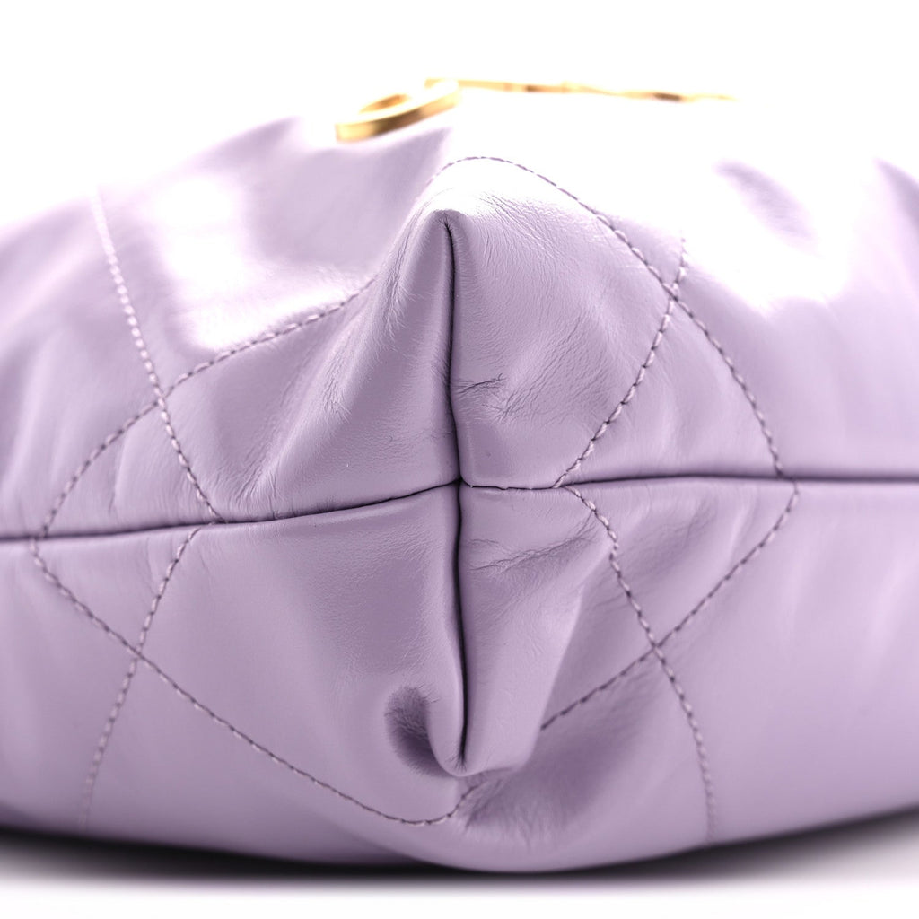 Shiny Calfskin Quilted Mini Chanel 22 Light Purple