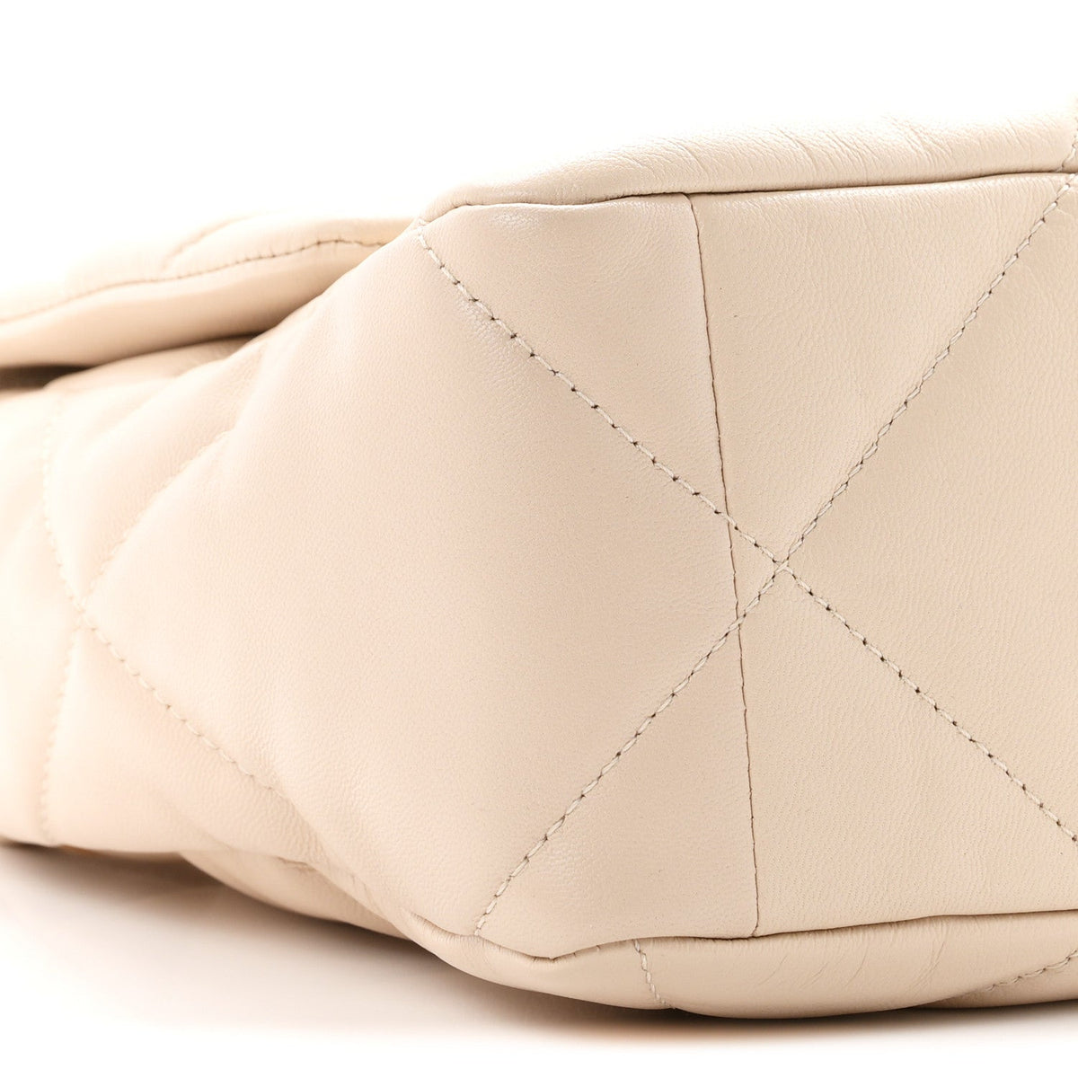 Goatskin Quilted Large Chanel 19 Flap Beige