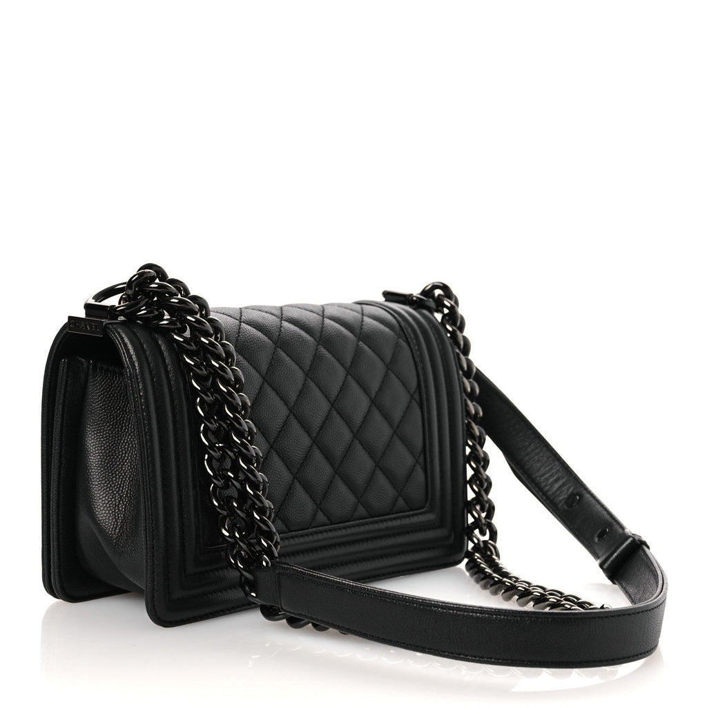 Caviar Quilted Small Boy Flap So Black