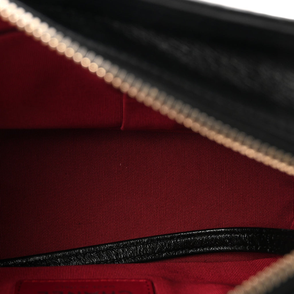 Aged Calfskin Quilted Charms Small Gabrielle Hobo Black