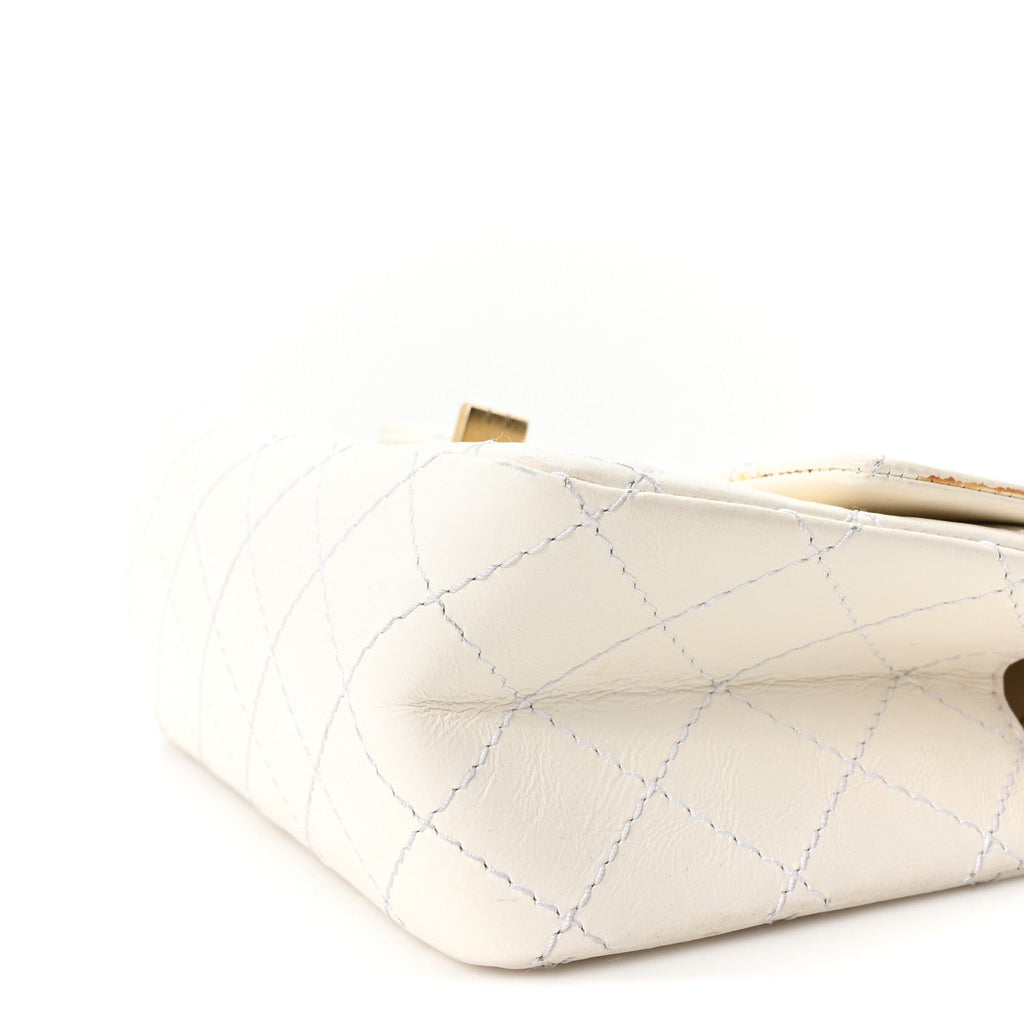 Aged Calfskin Quilted 2.55 Reissue Mini Flap White