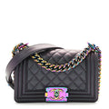 Iridescent Goatskin Quilted Small Boy Flap Purple