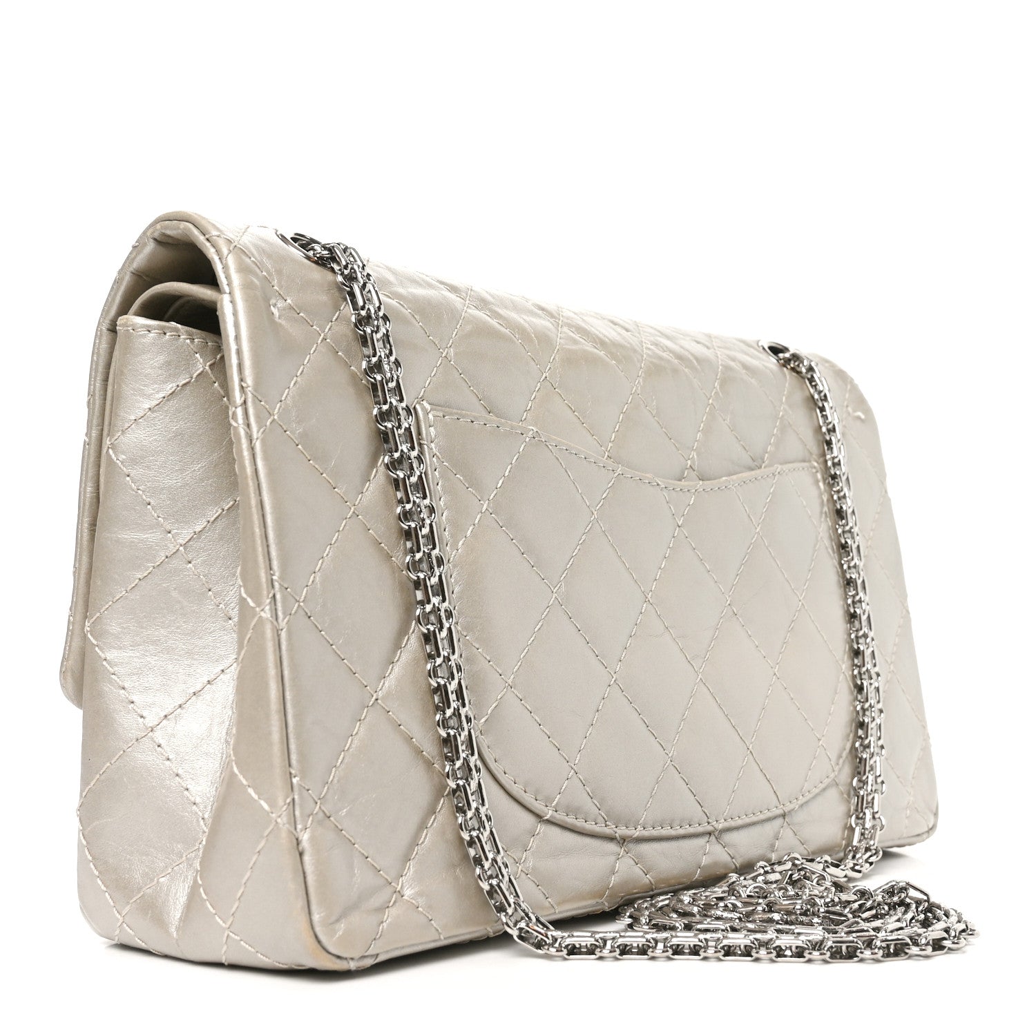 Metallic Aged Calfskin Quilted 2.55 Reissue 226 Flap Silver