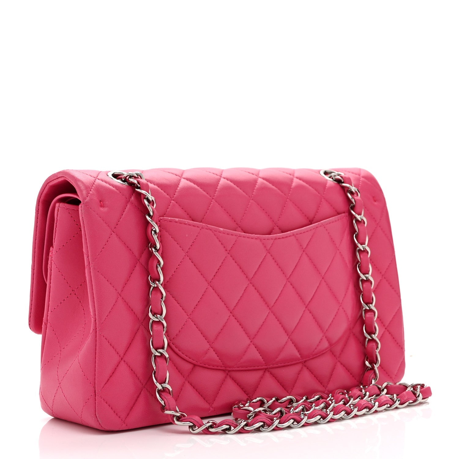 Lambskin Quilted Medium Double Flap Pink