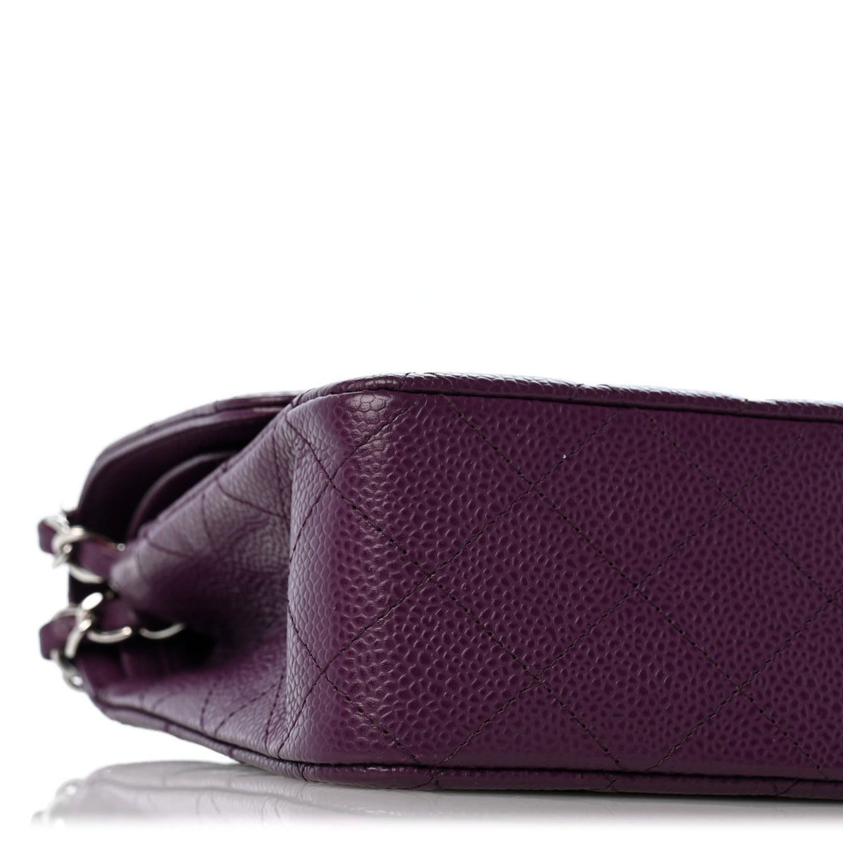 Caviar Quilted Medium Double Flap Purple