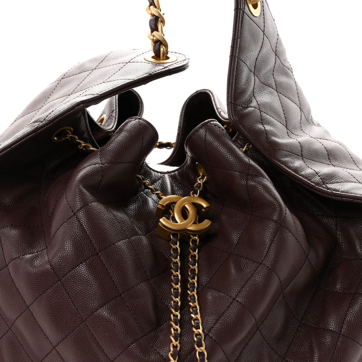Caviar Quilted Large Chanel 25 Handbag Dark Brown
