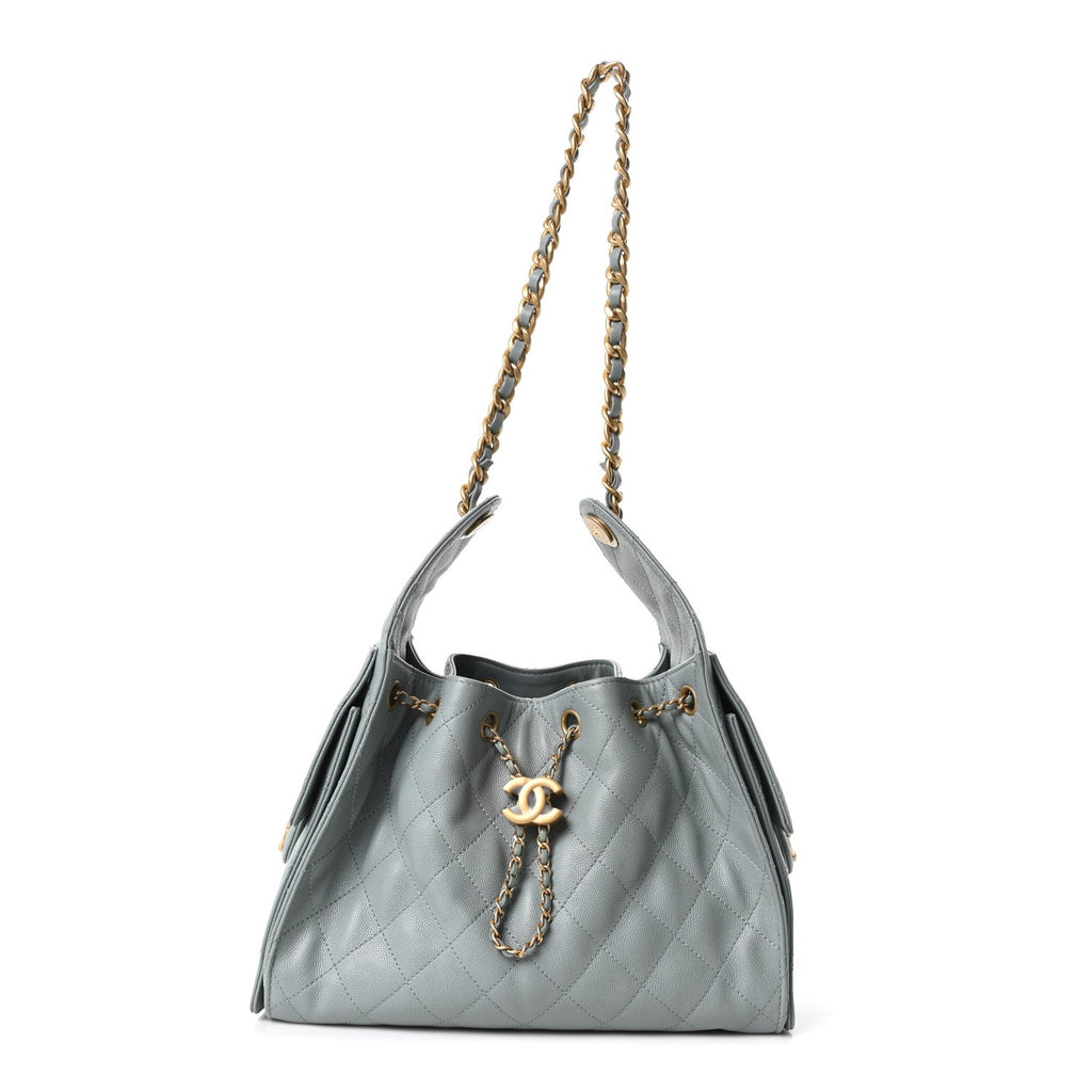 Caviar Quilted Small Chanel 25 Handbag Light Green