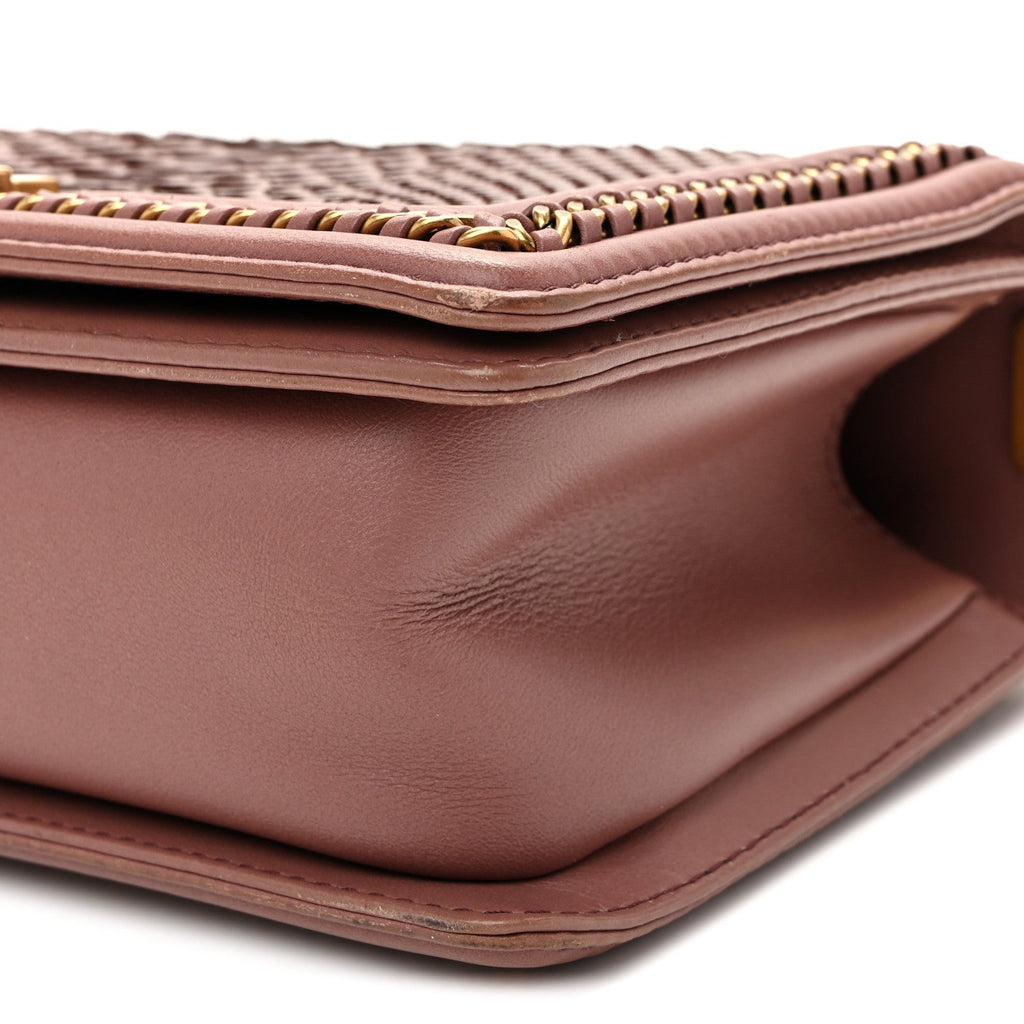 Snakeskin Calfskin Medium Chain Around Top Handle Boy Flap Mauve