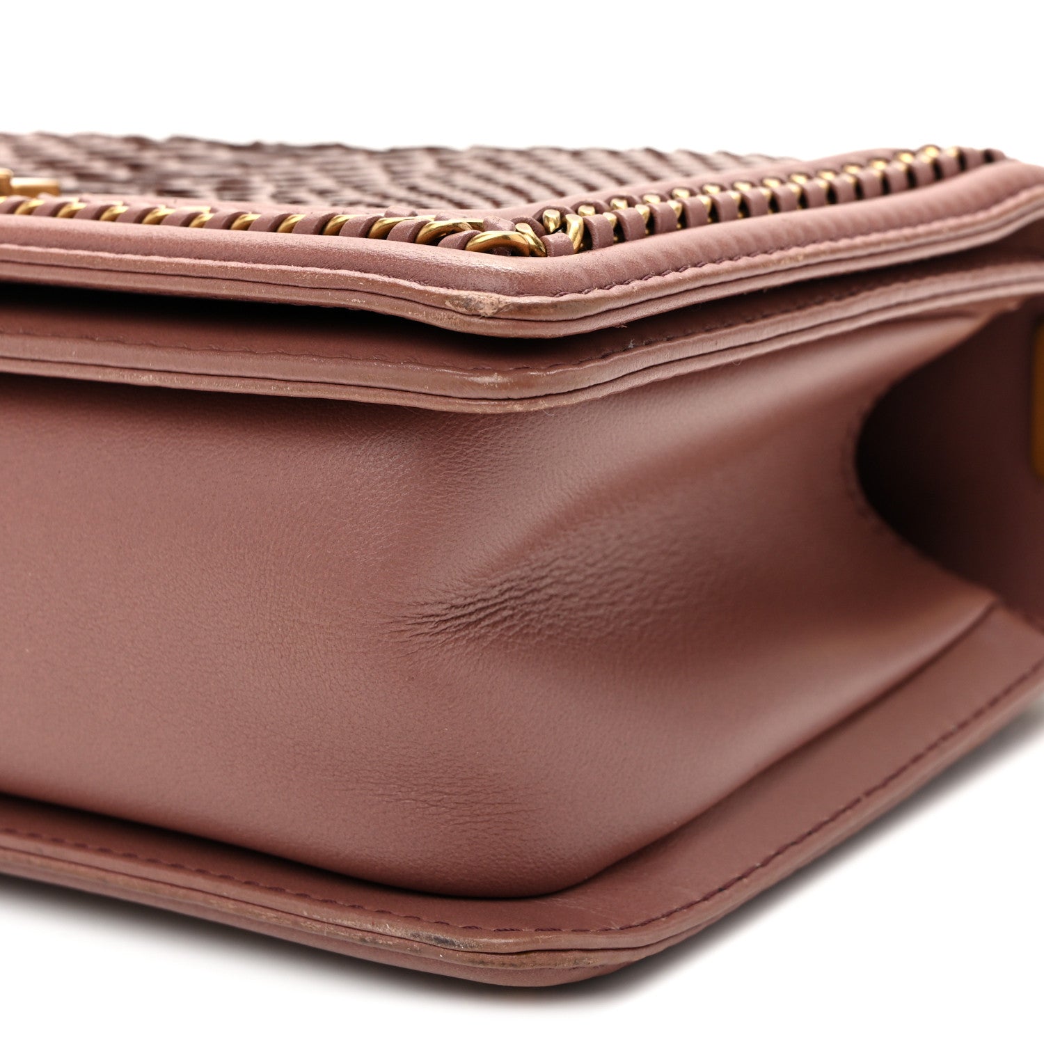 Snakeskin Calfskin Medium Chain Around Top Handle Boy Flap Mauve