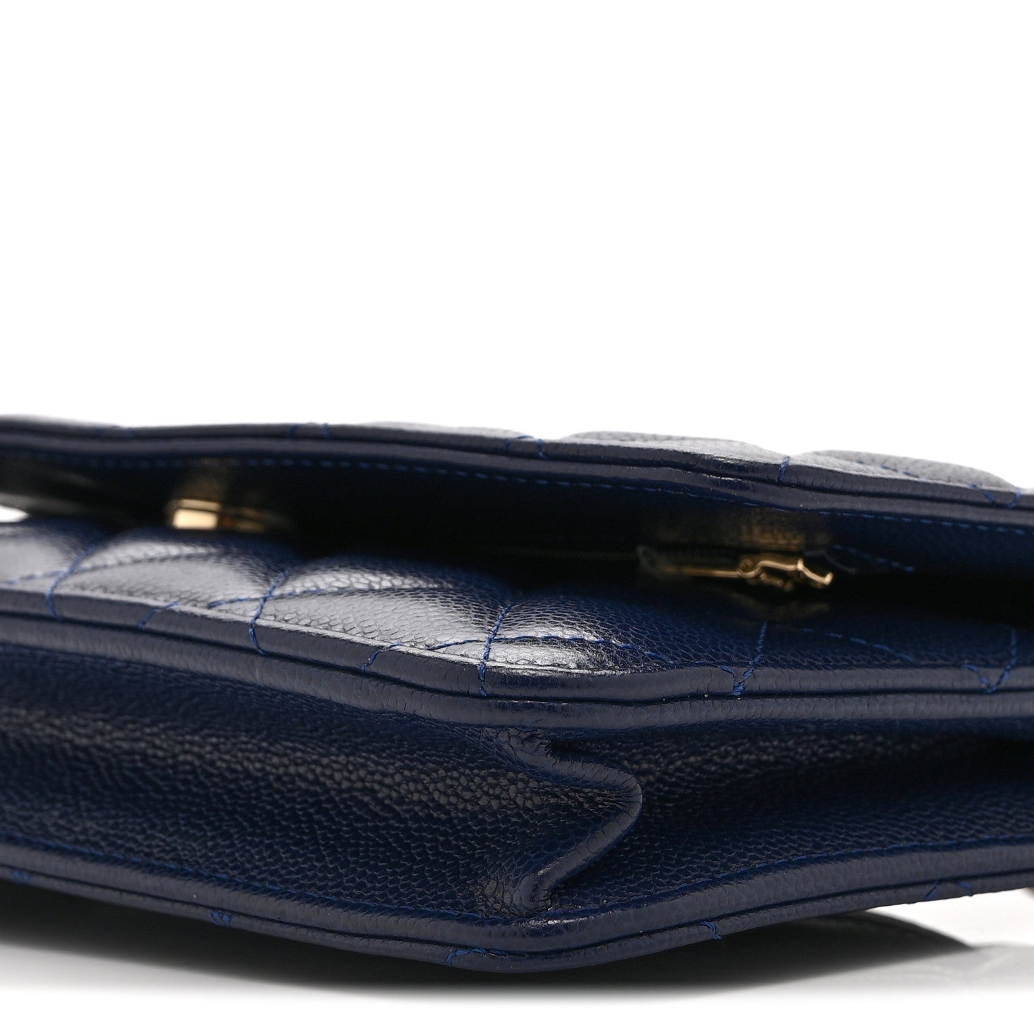 Caviar Quilted Wallet on Chain WOC Navy Blue