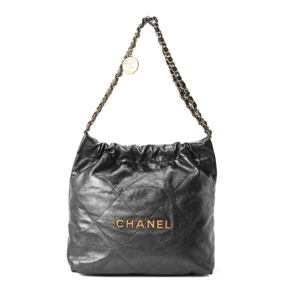 Metallic Calfskin Quilted Small Chanel 22 Ruthenium