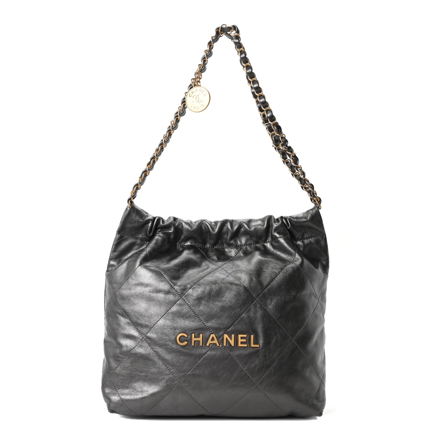 Metallic Calfskin Quilted Small Chanel 22 Ruthenium