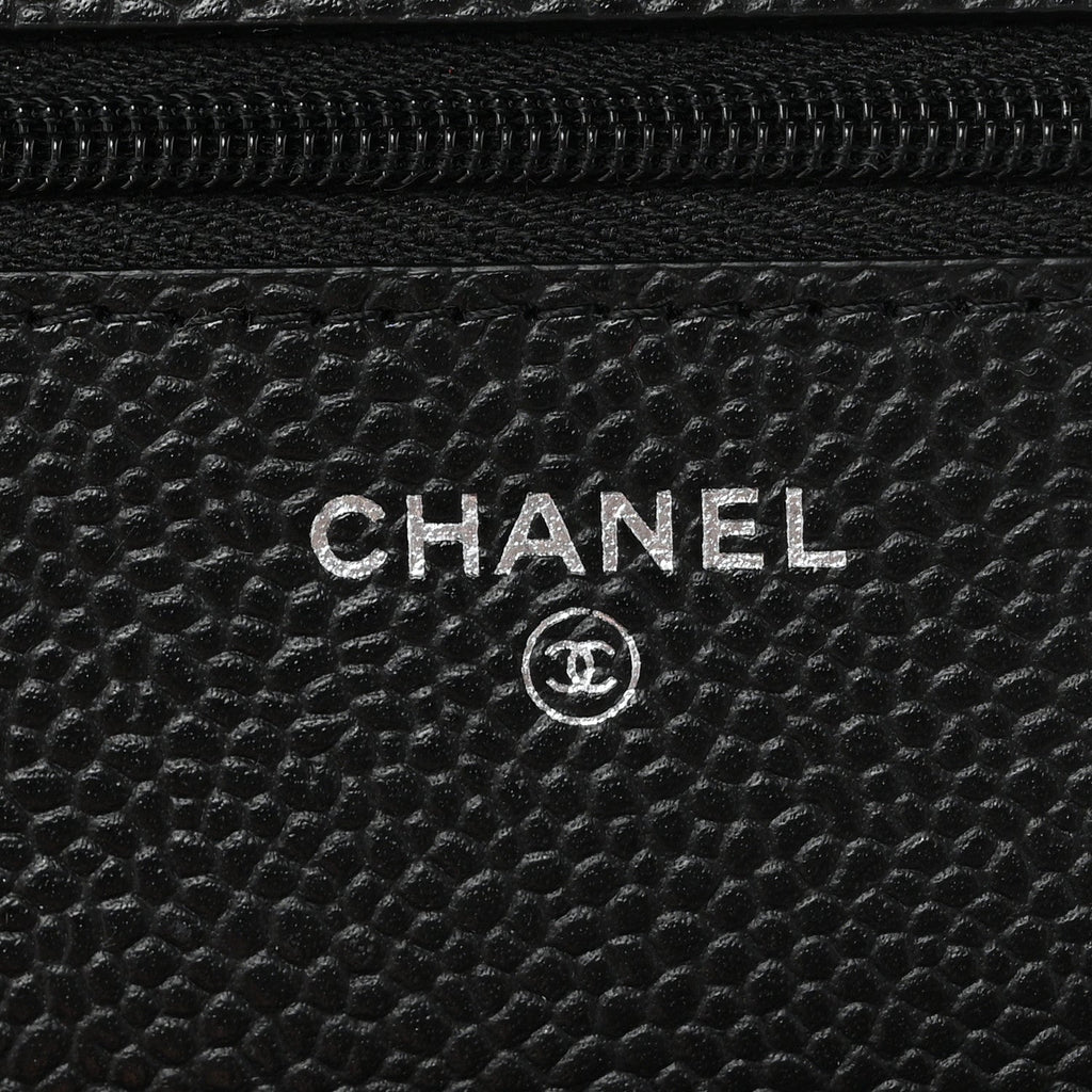 Caviar Quilted Wallet on Chain WOC Black