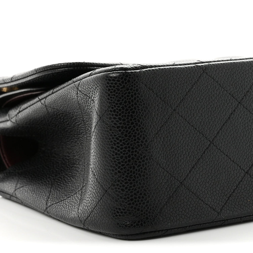 Caviar Quilted Jumbo Double Flap Black