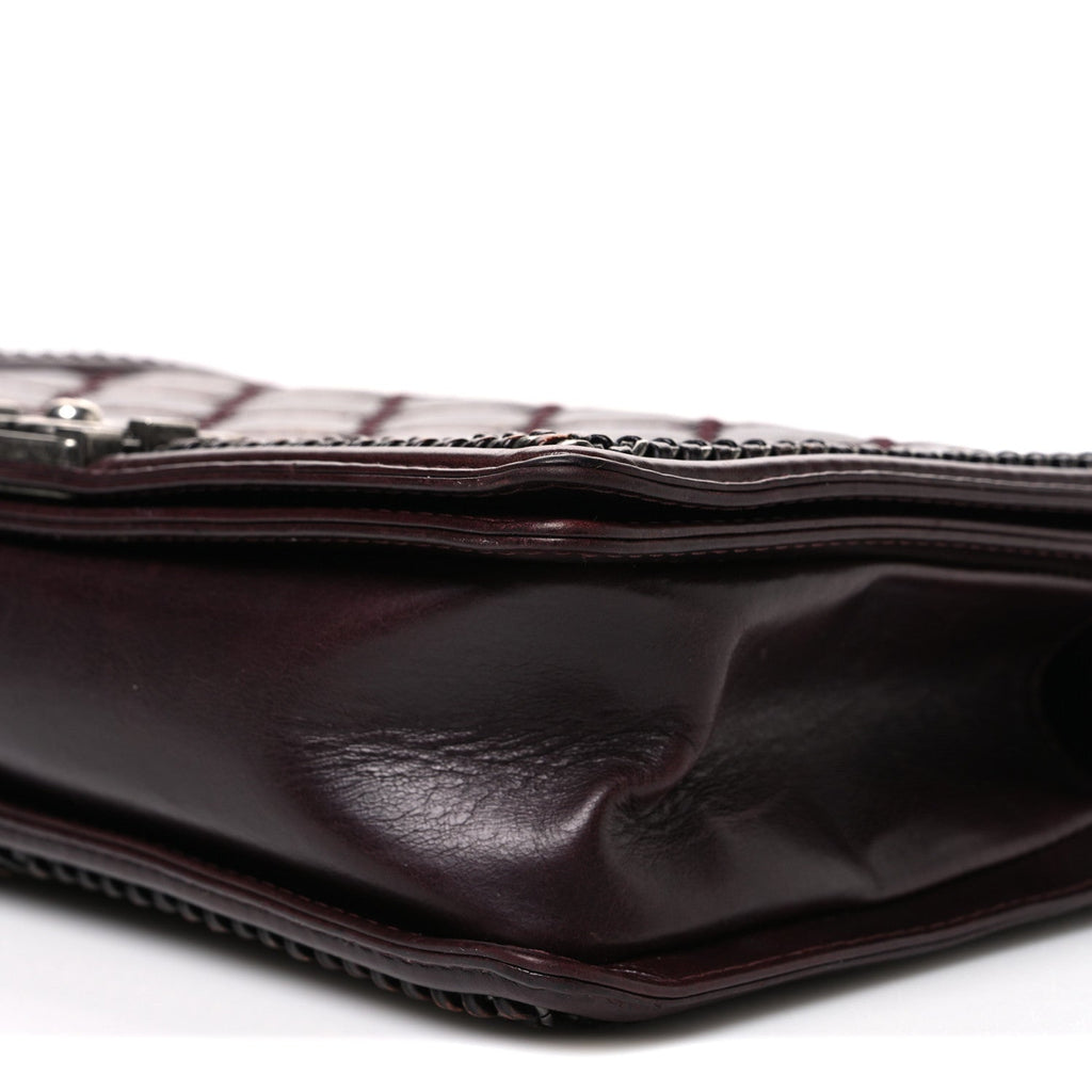 Goatskin Quilted New Medium Boy Handle Flap Burgundy