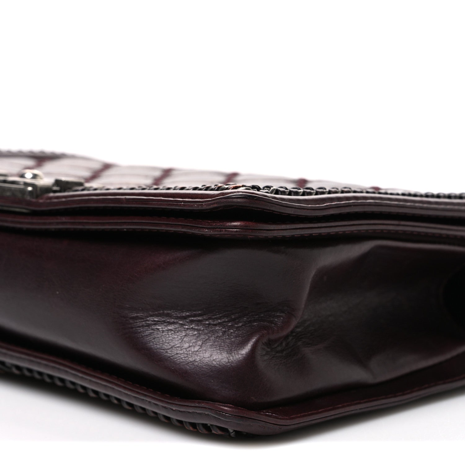 Goatskin Quilted New Medium Boy Handle Flap Burgundy