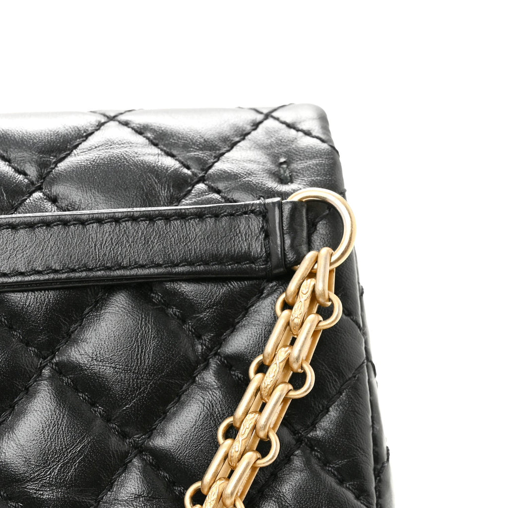 Aged Calfskin Quilted 2.55 Reissue Chain Waist Bag Black