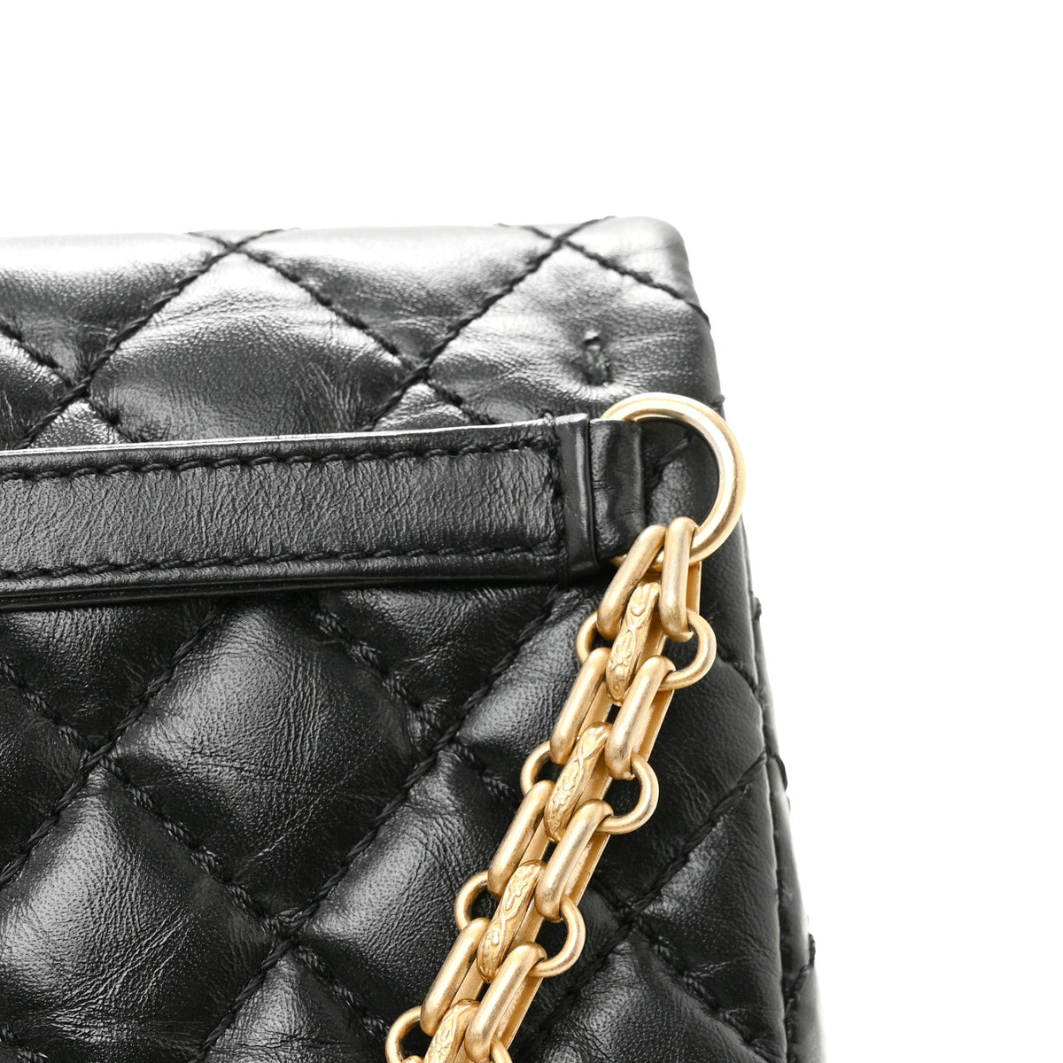 Aged Calfskin Quilted 2.55 Reissue Chain Waist Bag Black