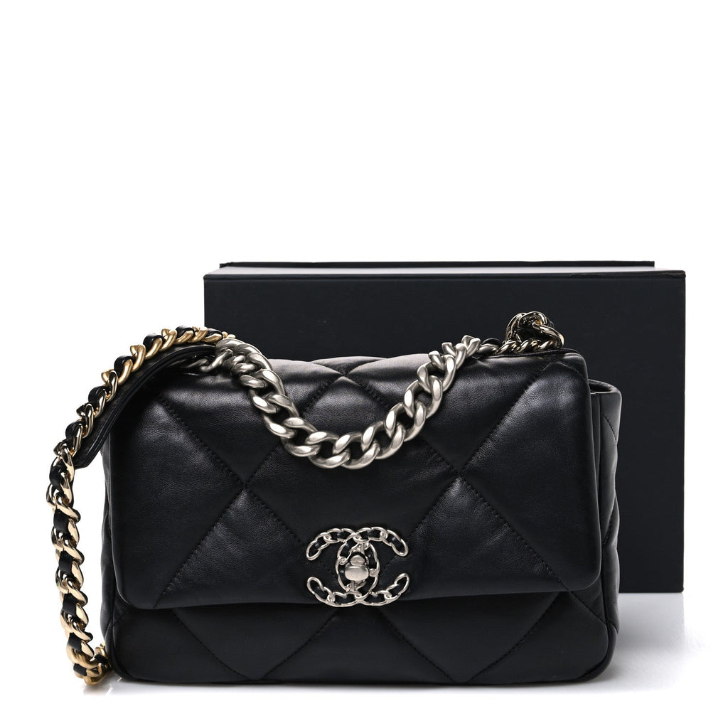 Lambskin Quilted Medium Chanel 19 Flap Black