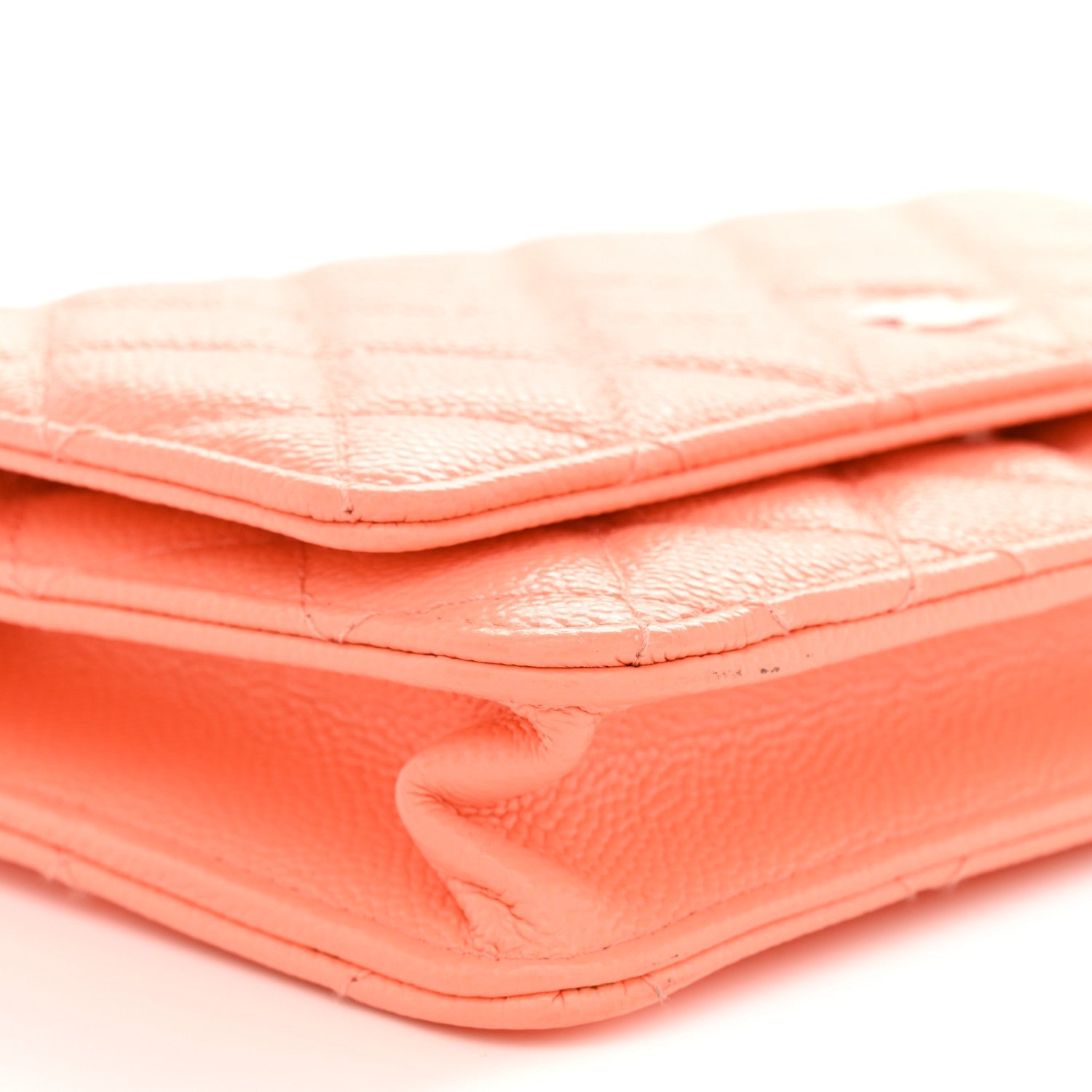 Caviar Quilted Wallet on Chain WOC Coral