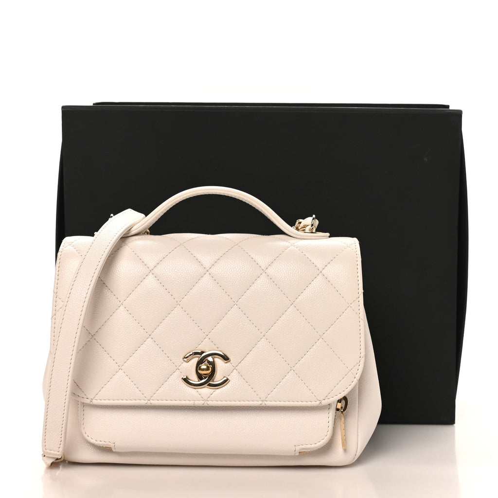 Caviar Quilted Medium Business Affinity Flap White