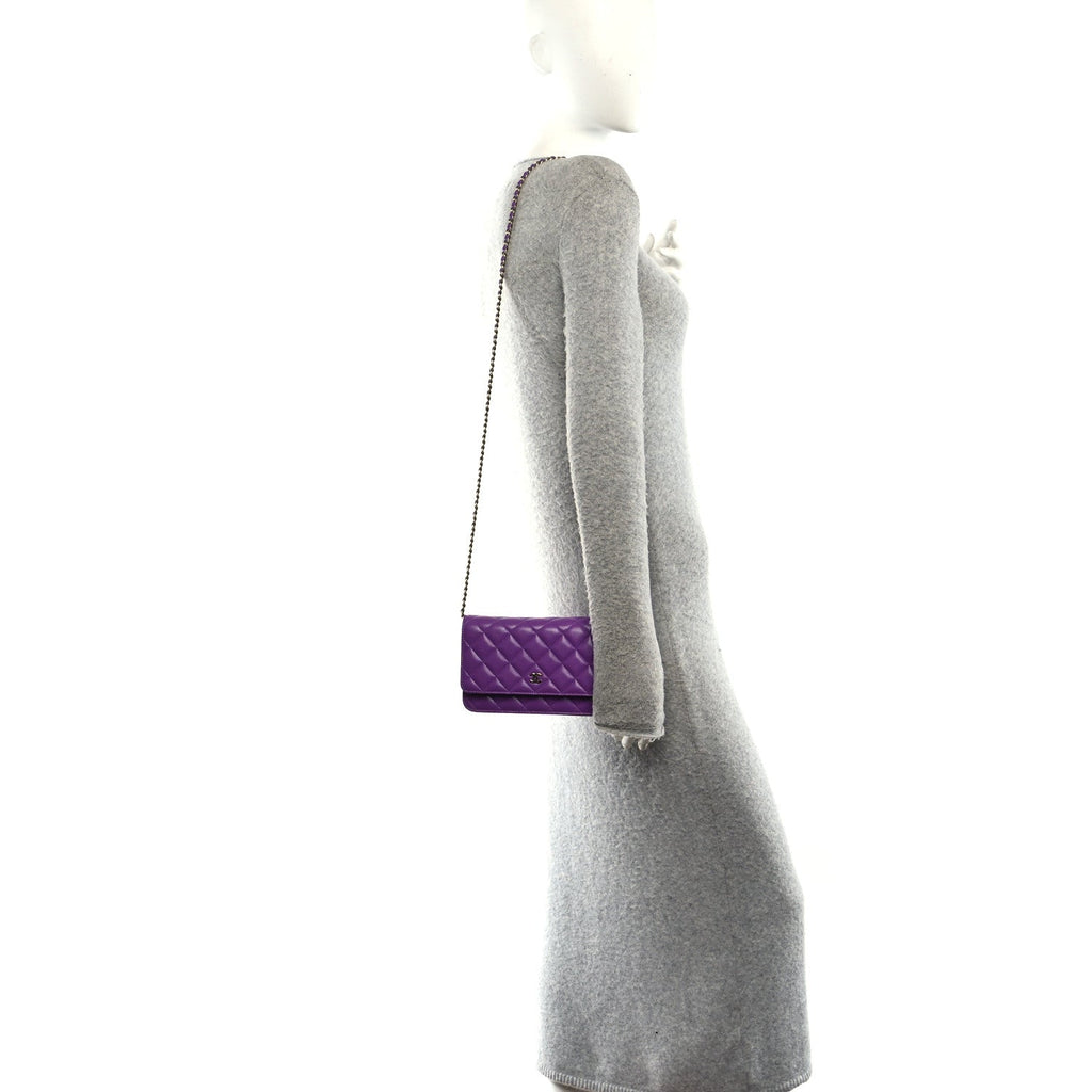 Caviar Quilted Wallet On Chain WOC Purple