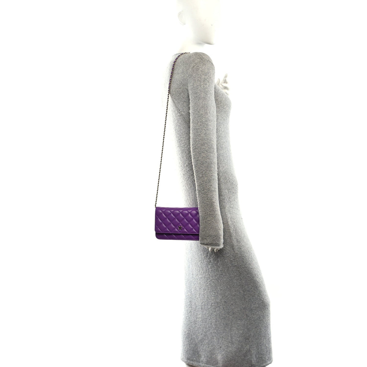 Caviar Quilted Wallet On Chain WOC Purple