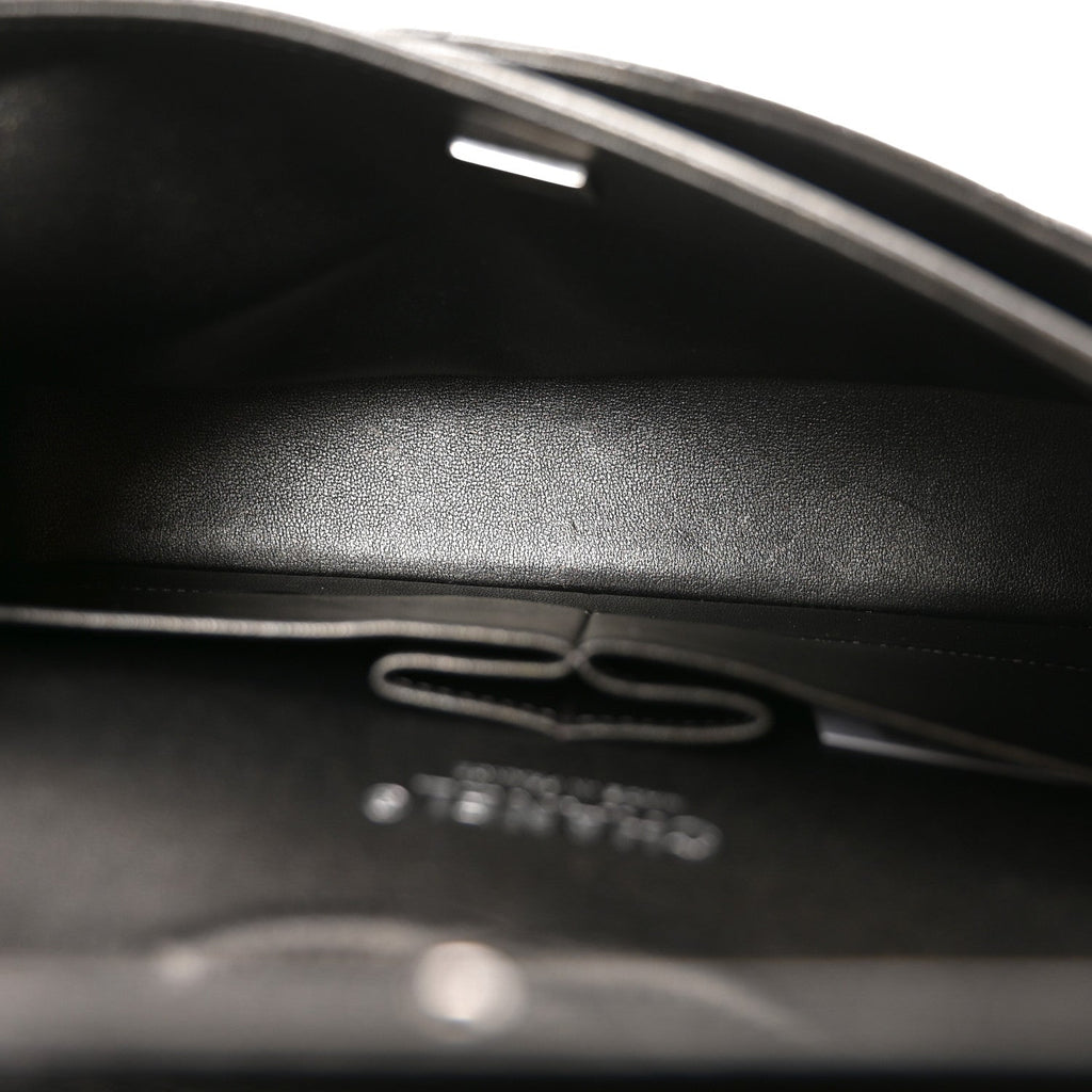 Metallic Lambskin Quilted Medium Double Flap Anthracite