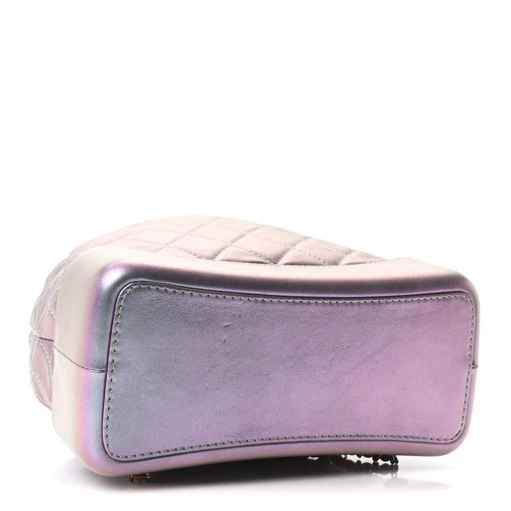 Iridescent Lambskin Calfskin Quilted Gabrielle Backpack Light Purple