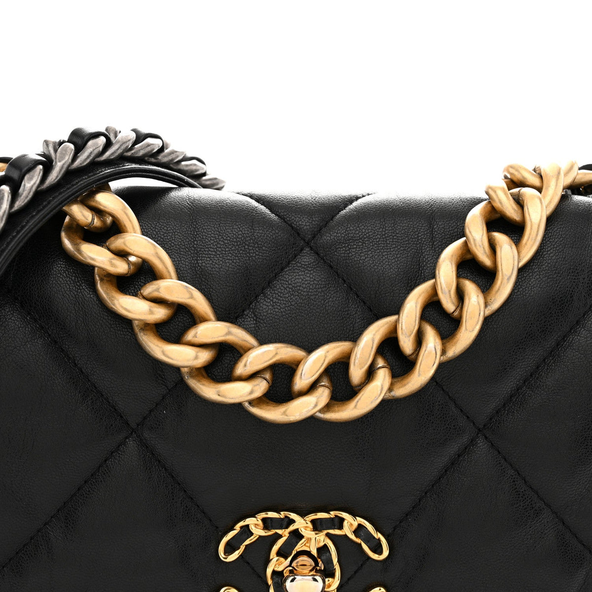 Goatskin Quilted Large Chanel 19 Flap Black