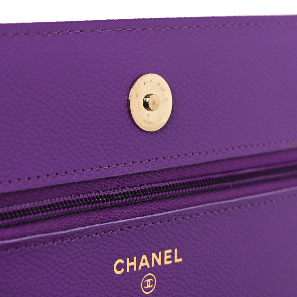 Caviar Quilted Wallet On Chain WOC Purple