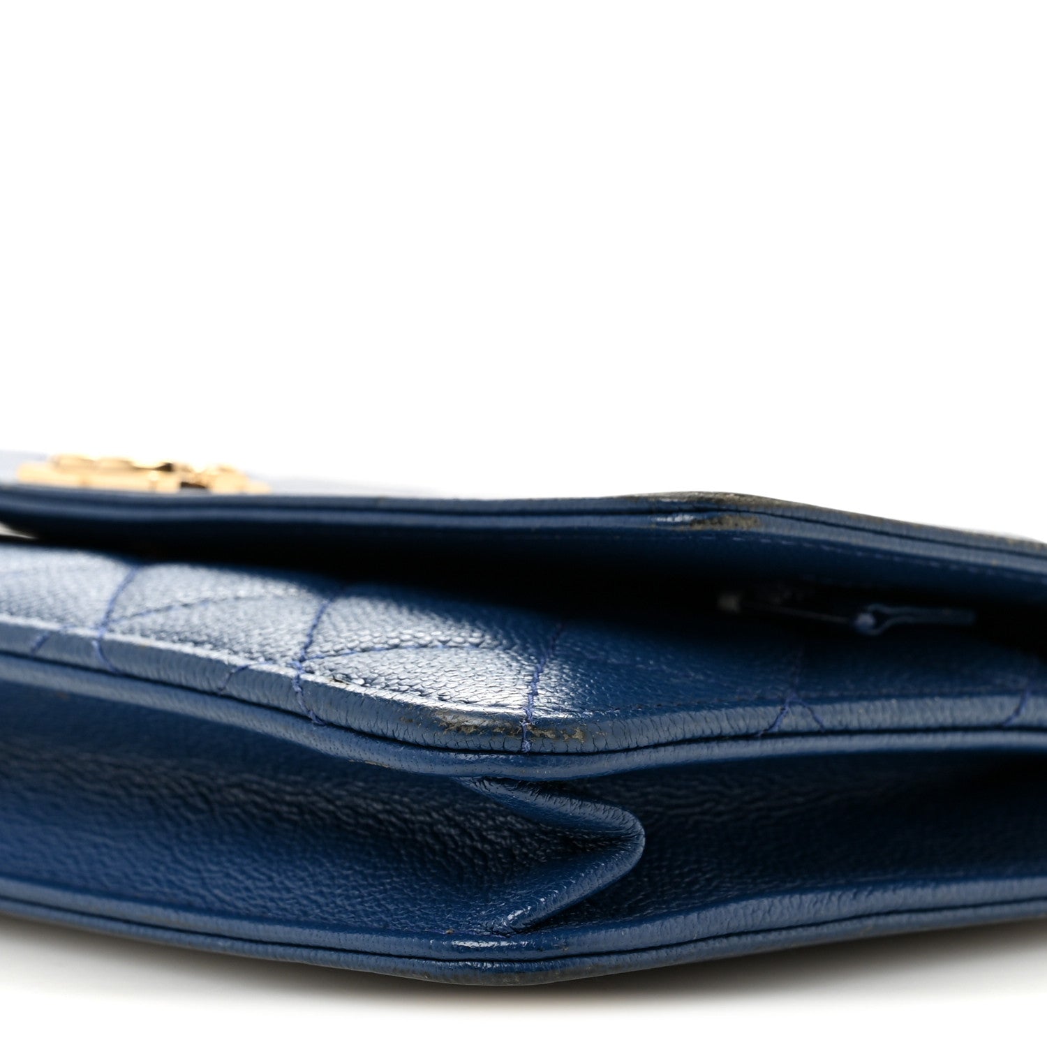 Caviar Quilted Boy Wallet On Chain WOC Dark Blue