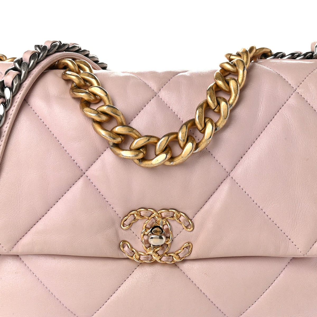 Lambskin Quilted Large Chanel 19 Flap Light Pink