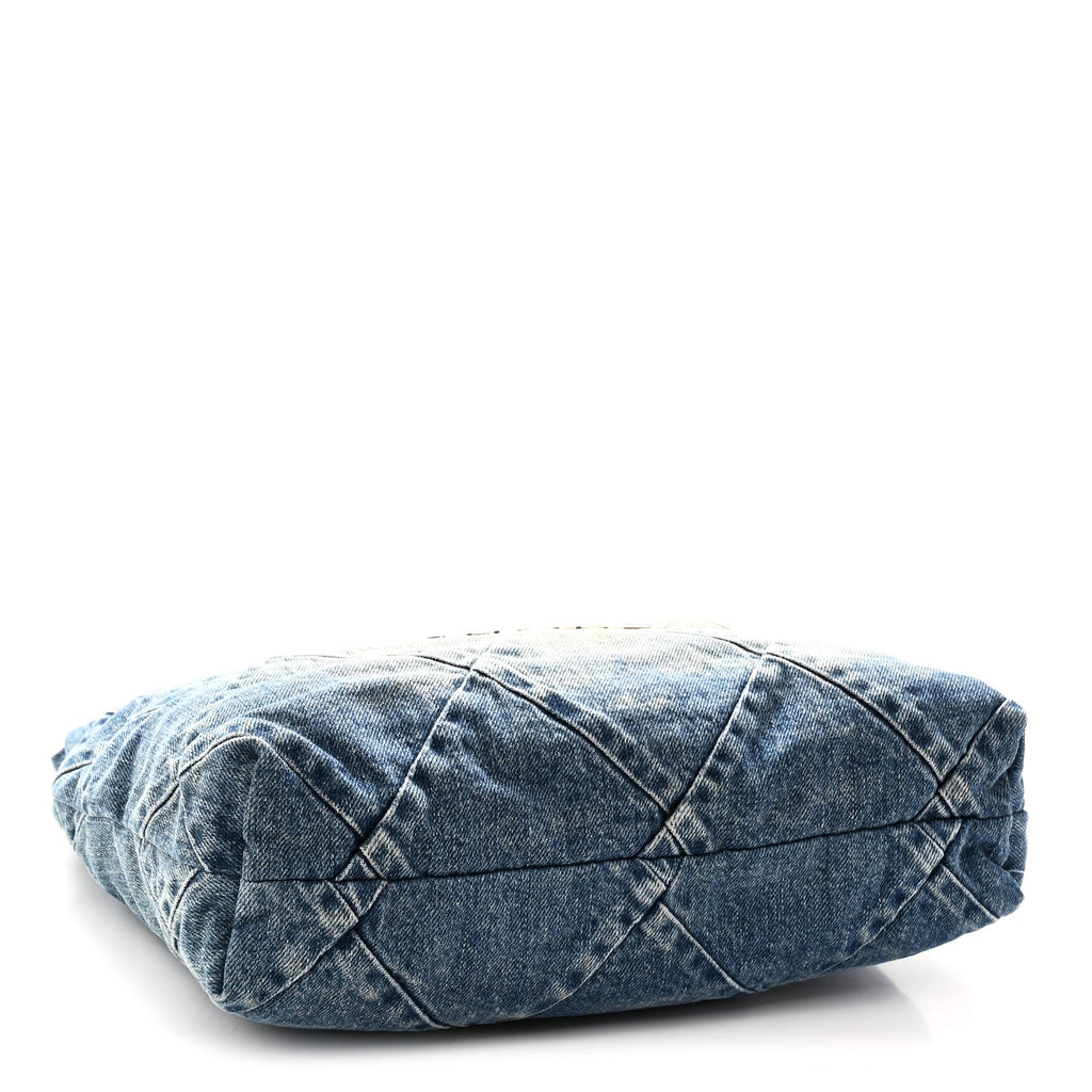 Denim Quilted Small Chanel 22 Blue