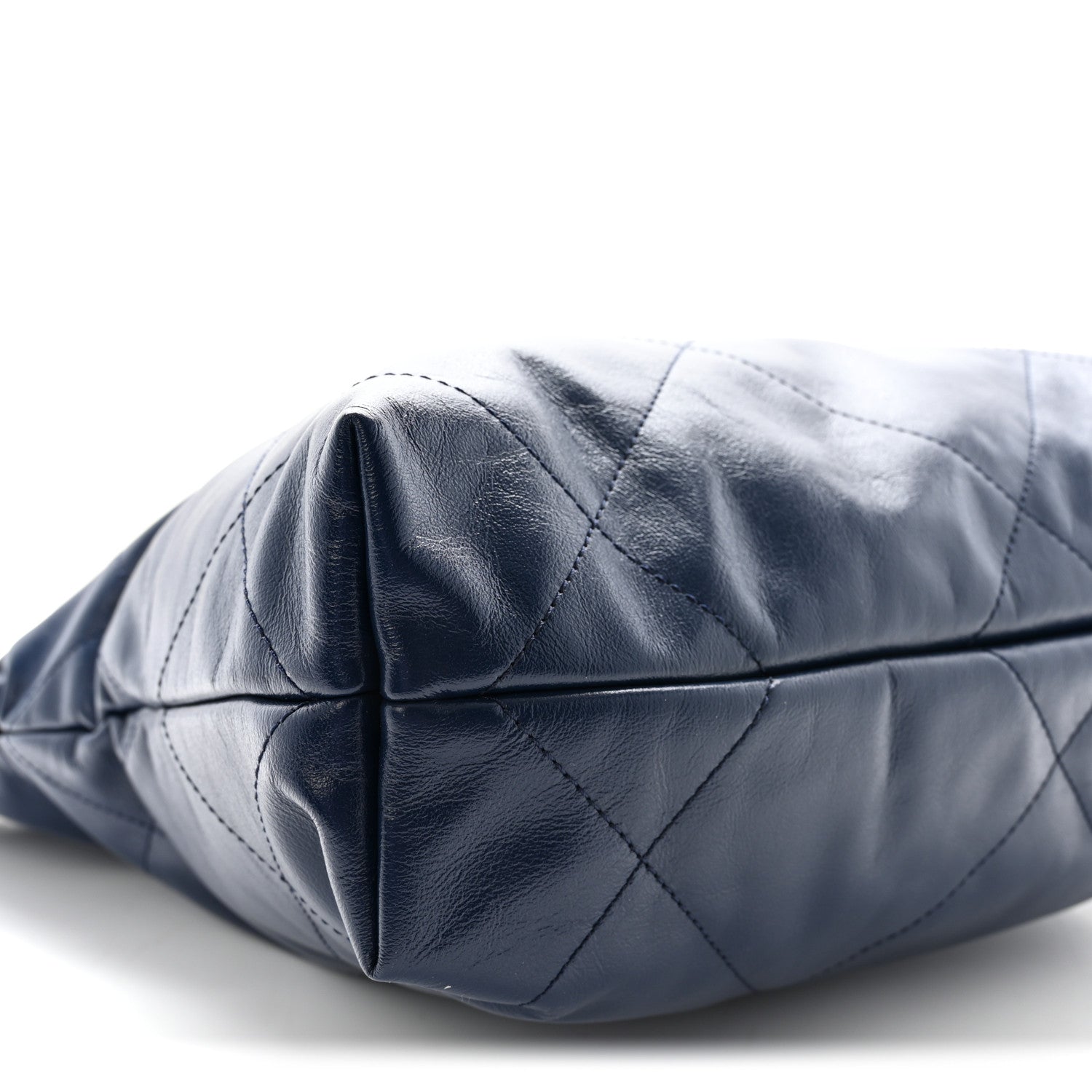 Shiny Calfskin Quilted Small Chanel 22 Navy