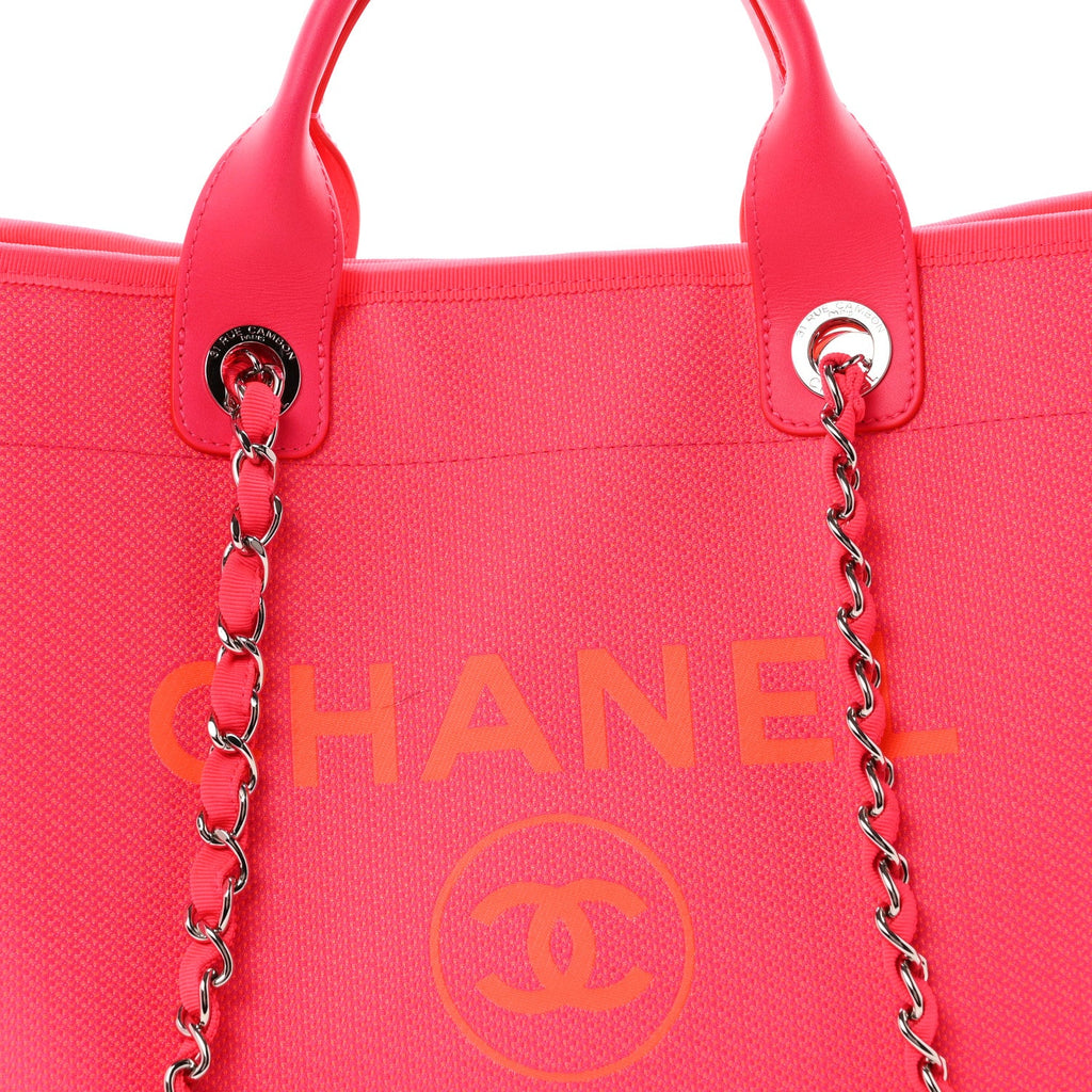 Mixed Fibers Calfskin Medium Deauville Tote Pink Orange