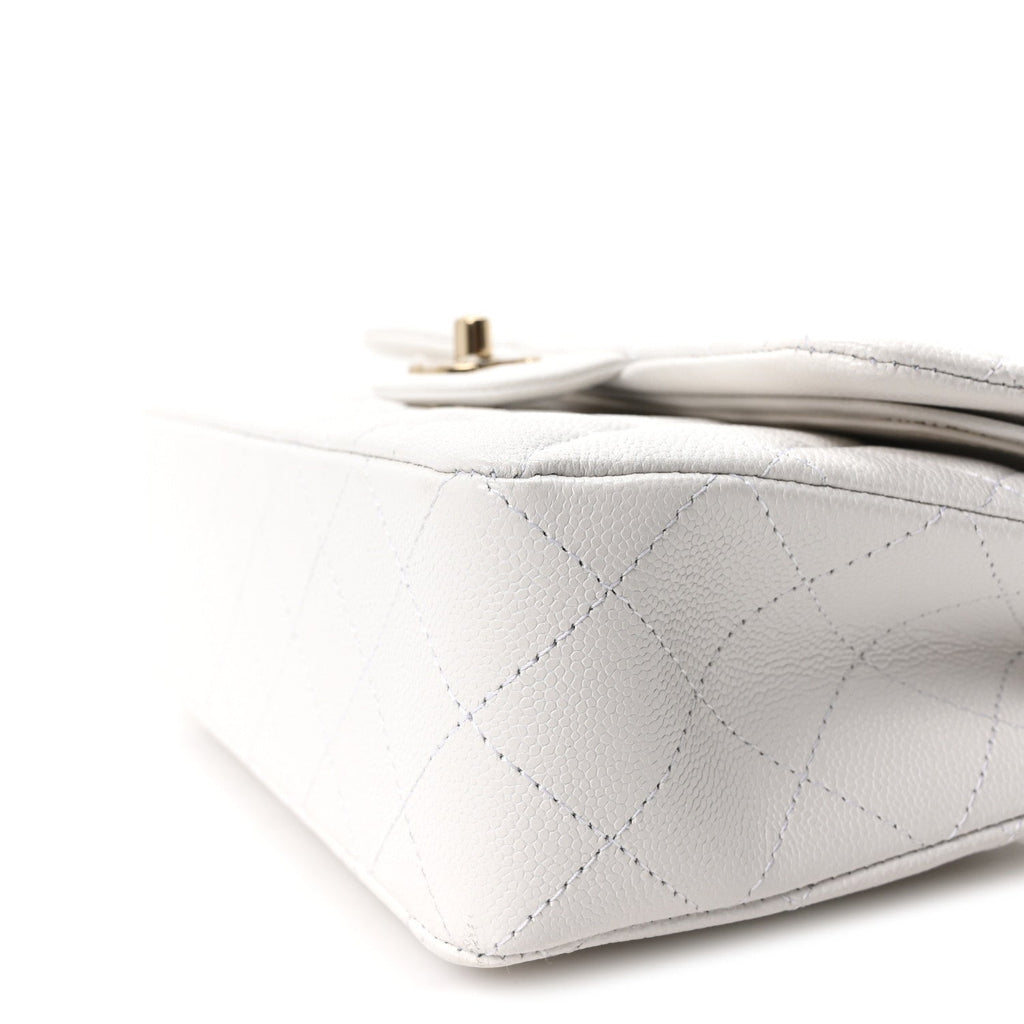 Caviar Quilted Small Double Flap White