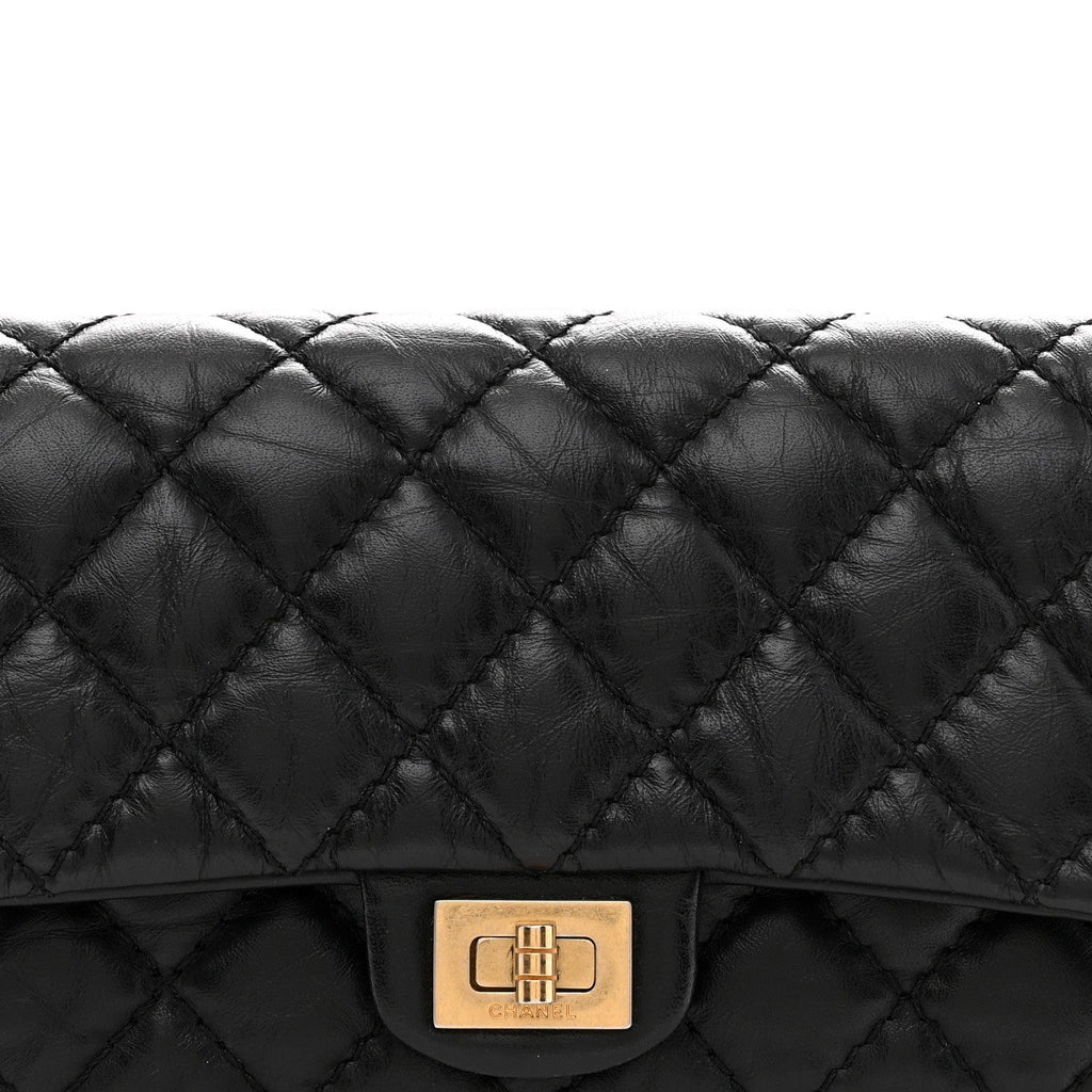 Aged Calfskin Quilted 2.55 Reissue Chain Waist Bag Black