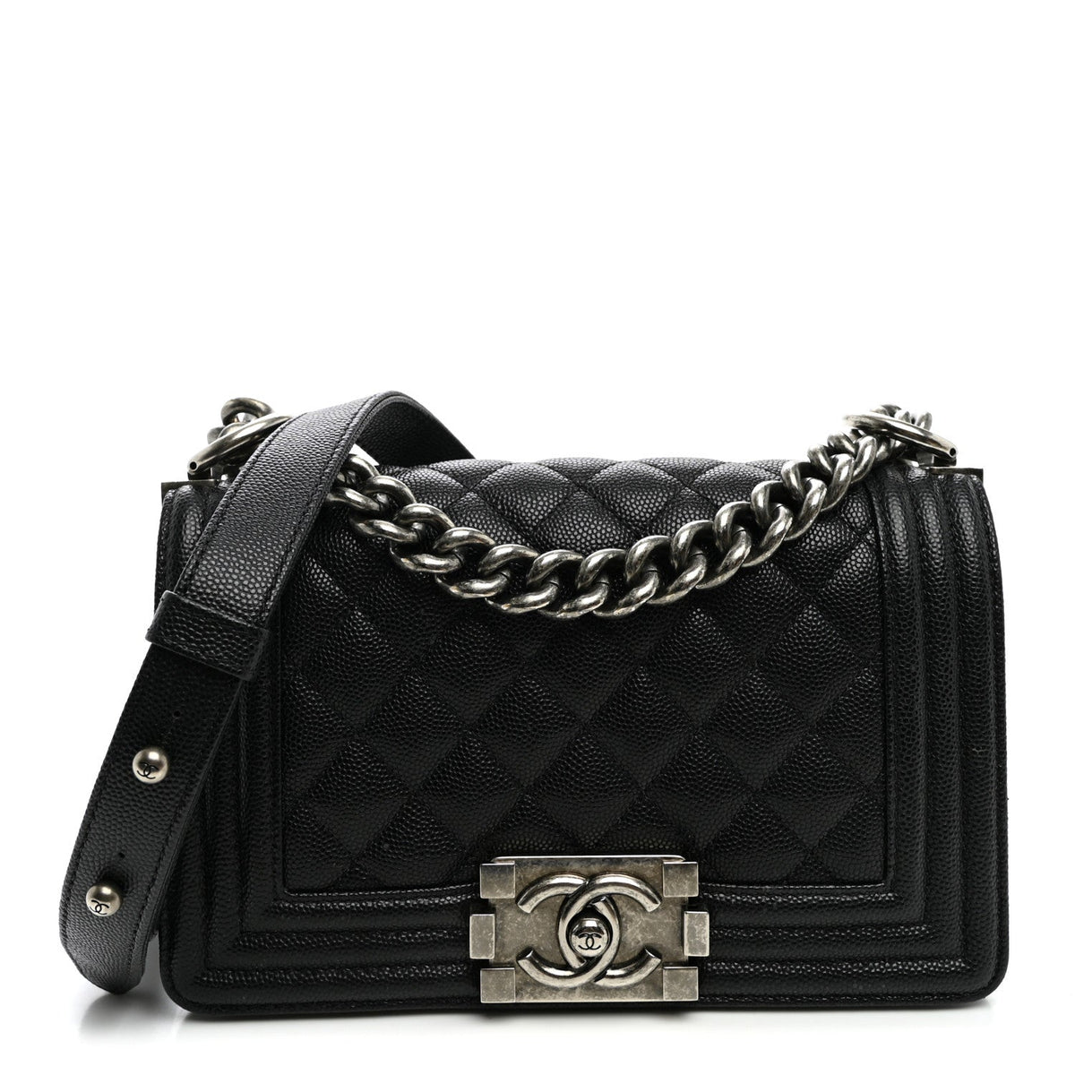 Caviar Quilted Small Boy Flap Black
