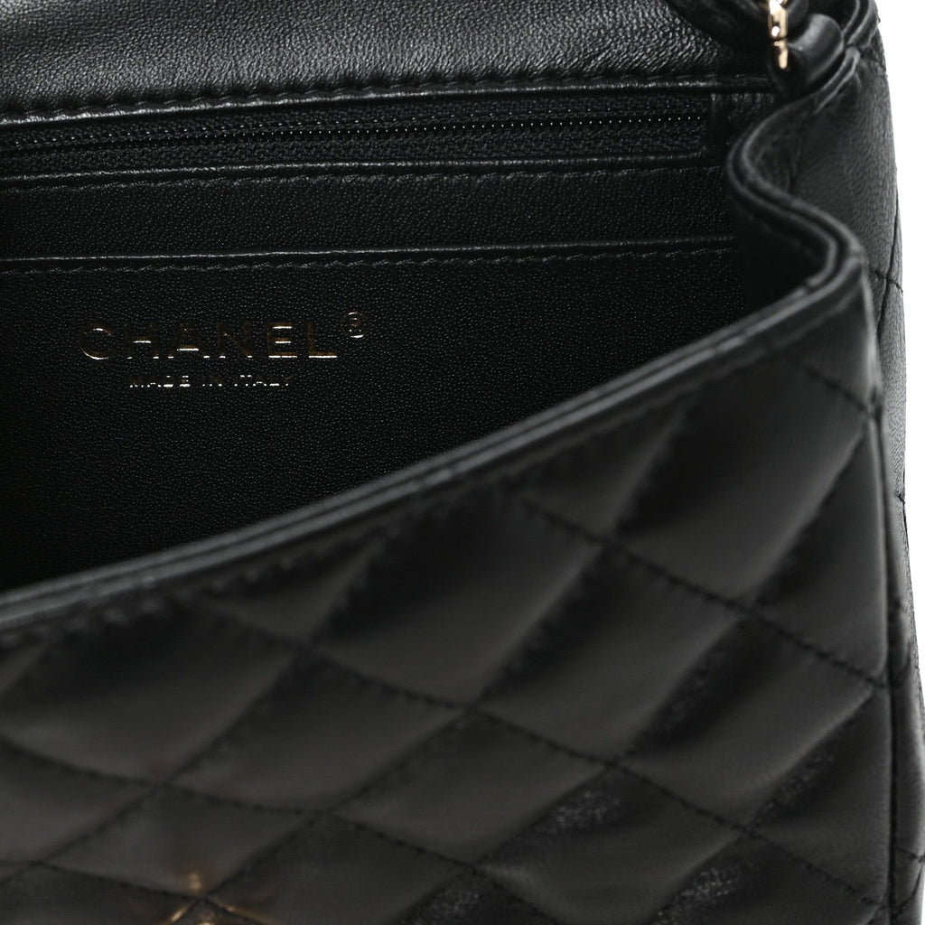 Lambskin Quilted Mini Square Flap Black