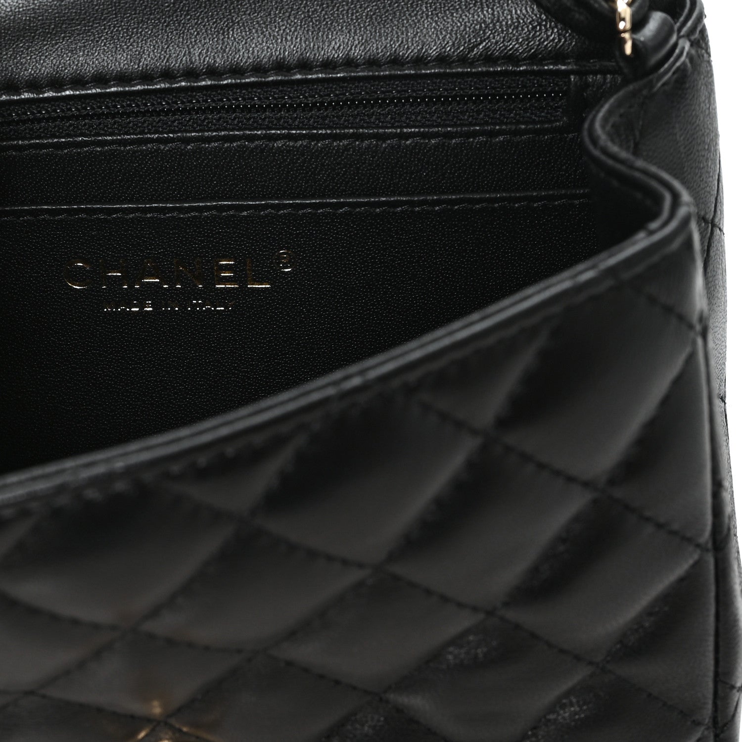 Lambskin Quilted Mini Square Flap Black