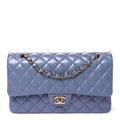Iridescent Lambskin Quilted Medium Double Flap Light Purple