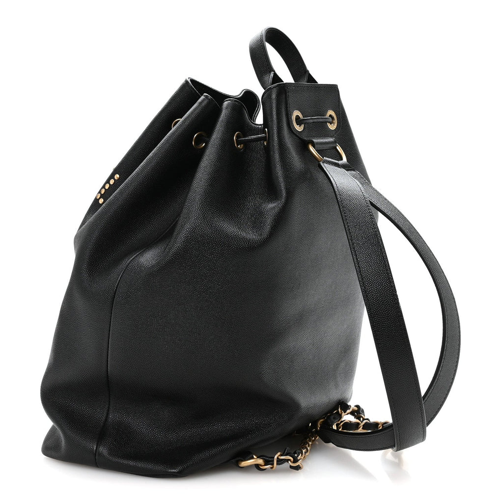Caviar Deauville Drawstring Backpack Black