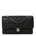 Caviar Quilted Medium Double Flap Black