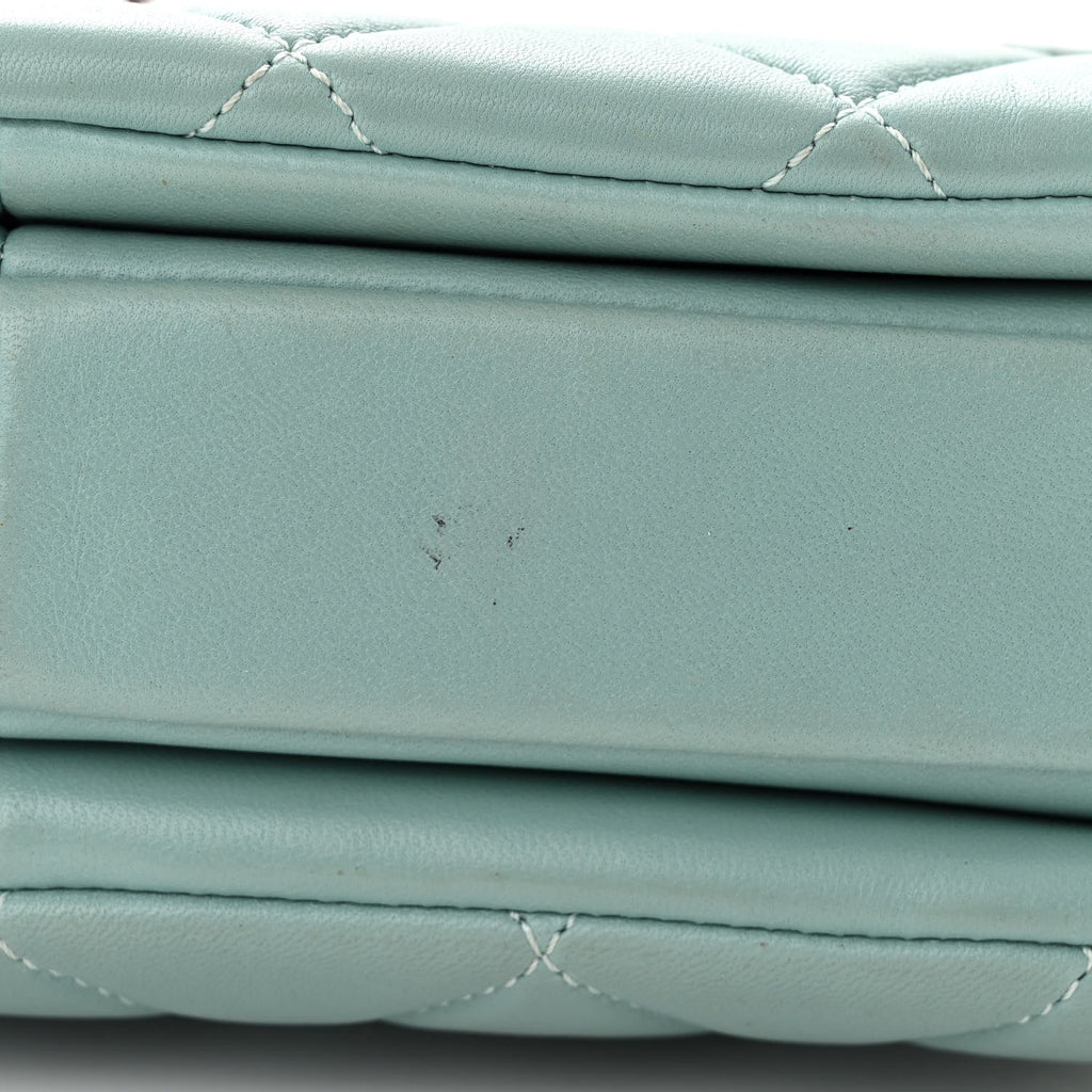 Lambskin Quilted Small Trendy CC Flap Dual Handle Bag Light Blue