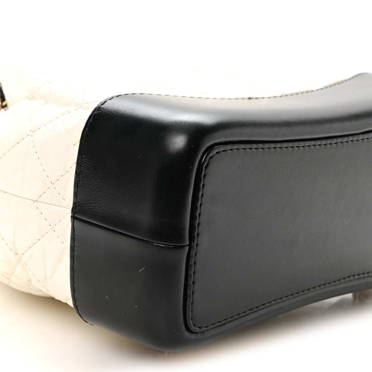 Aged Calfskin Quilted Small Gabrielle Backpack Black White