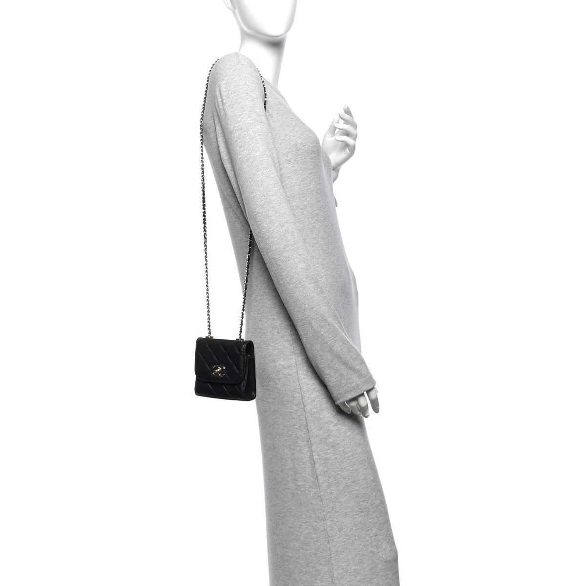 Lambskin Quilted Mini Trendy CC Clutch With Chain Black