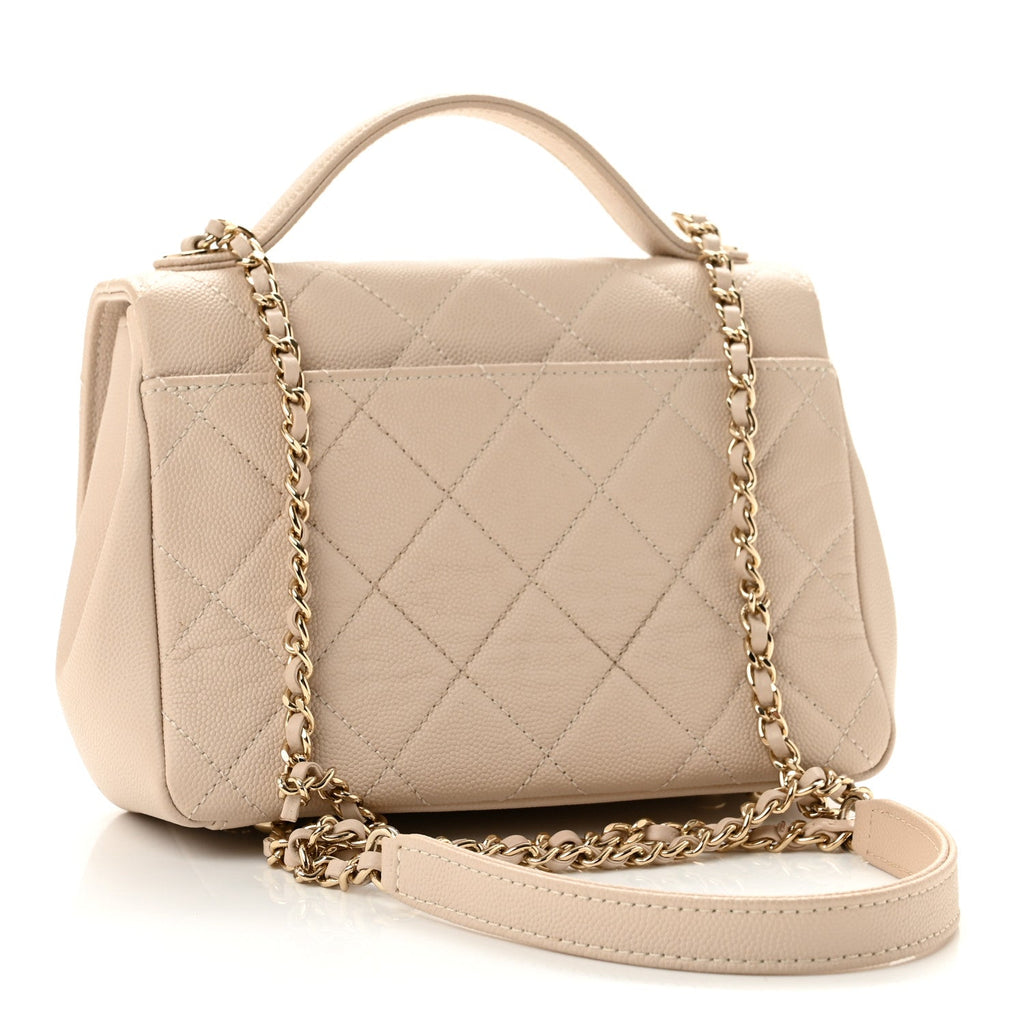 Caviar Quilted Small Business Affinity Flap Beige
