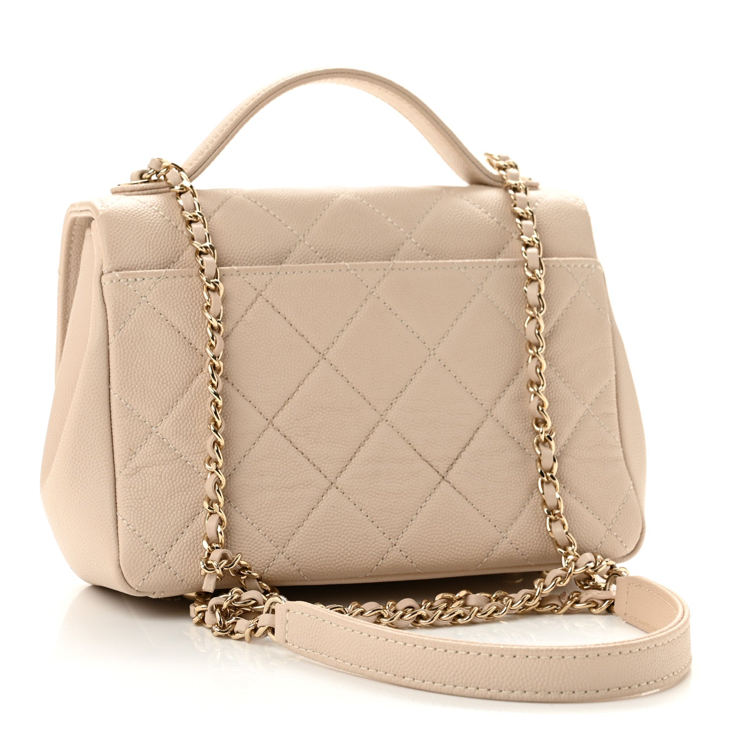 Caviar Quilted Small Business Affinity Flap Beige